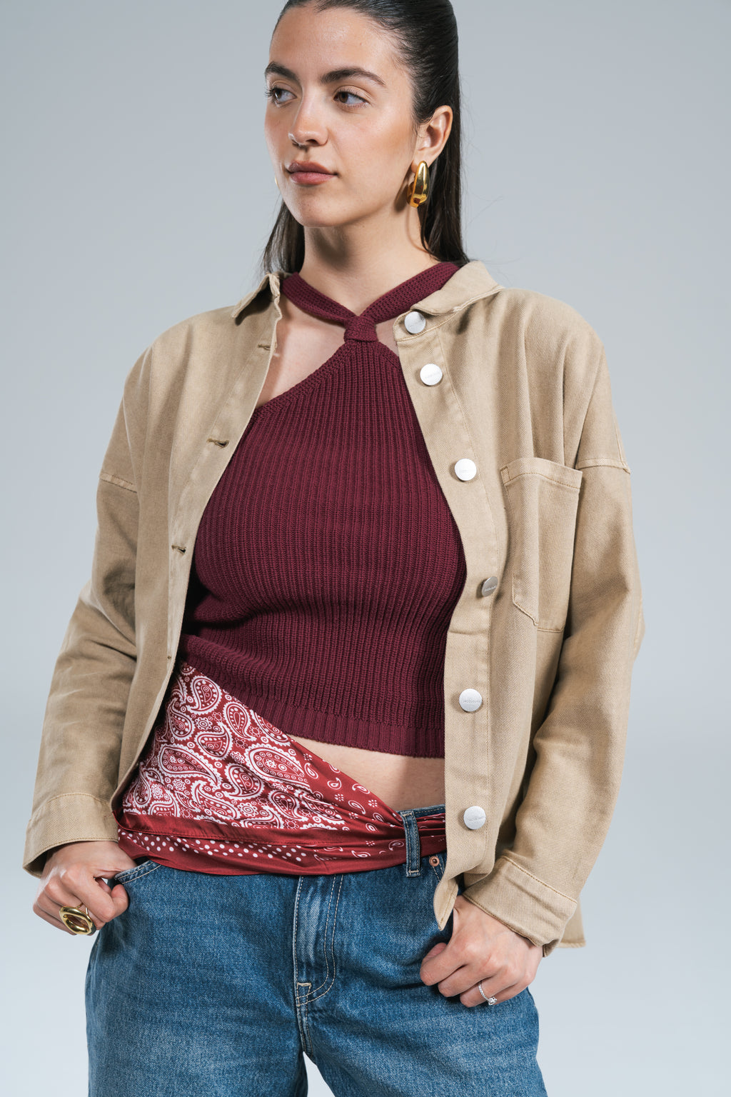 Top Scollo America in Maglia Kontatto +colori