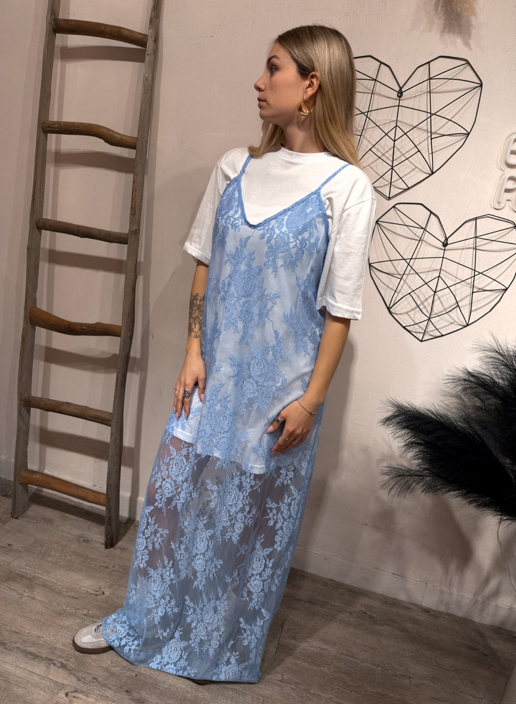 Abito Lungo Pizzo + Maxi T-Shirt Kostumn1 +Colori