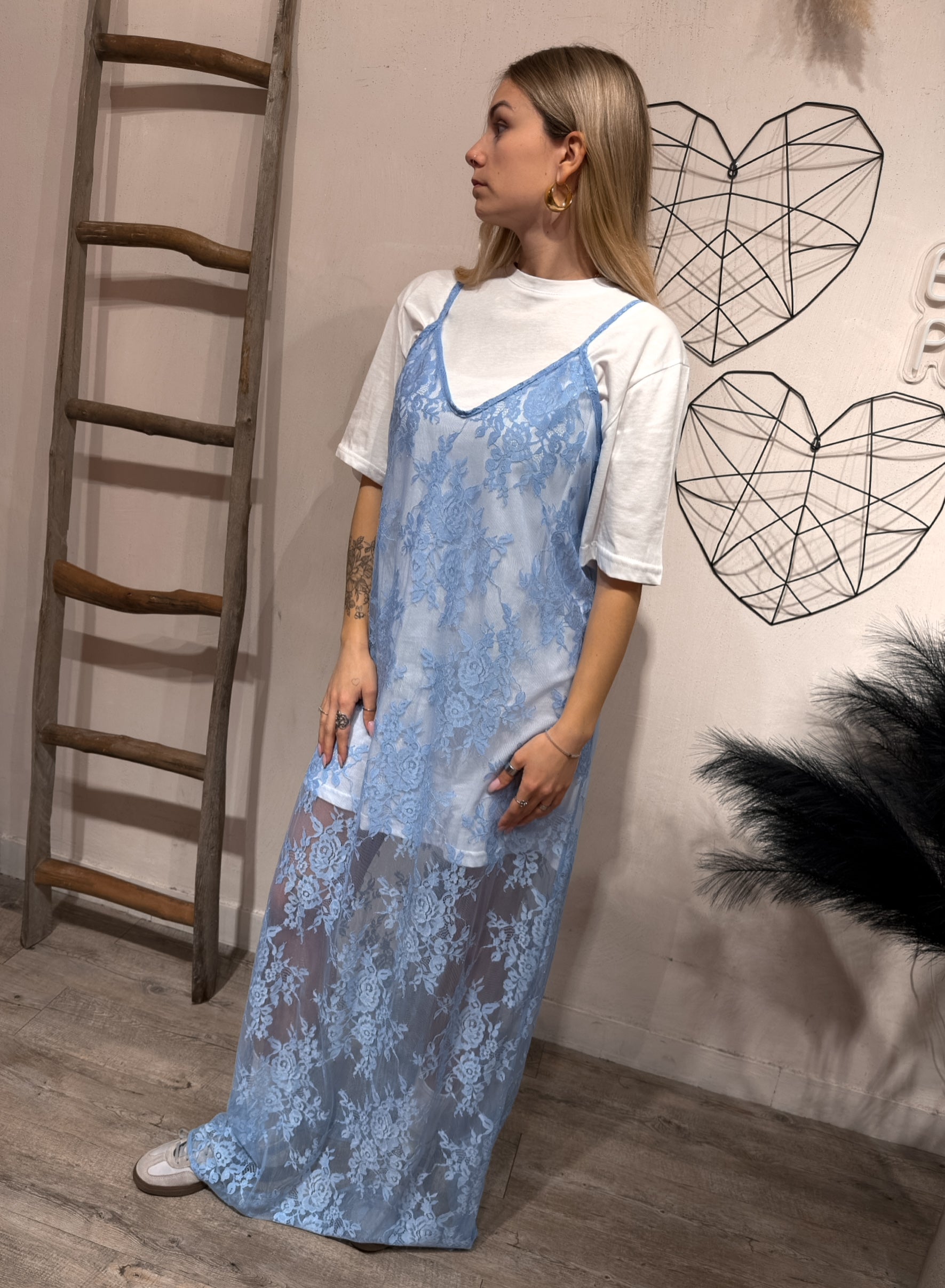 Abito Lungo Pizzo + Maxi T-Shirt Kostumn1 +Colori