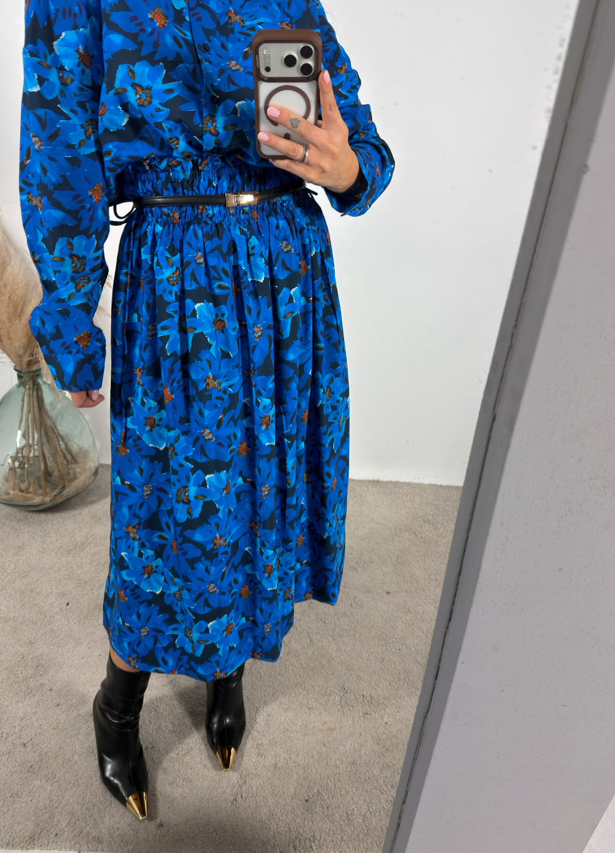 Gonna Midi Fiori Blu/Nero Compania Fantastica