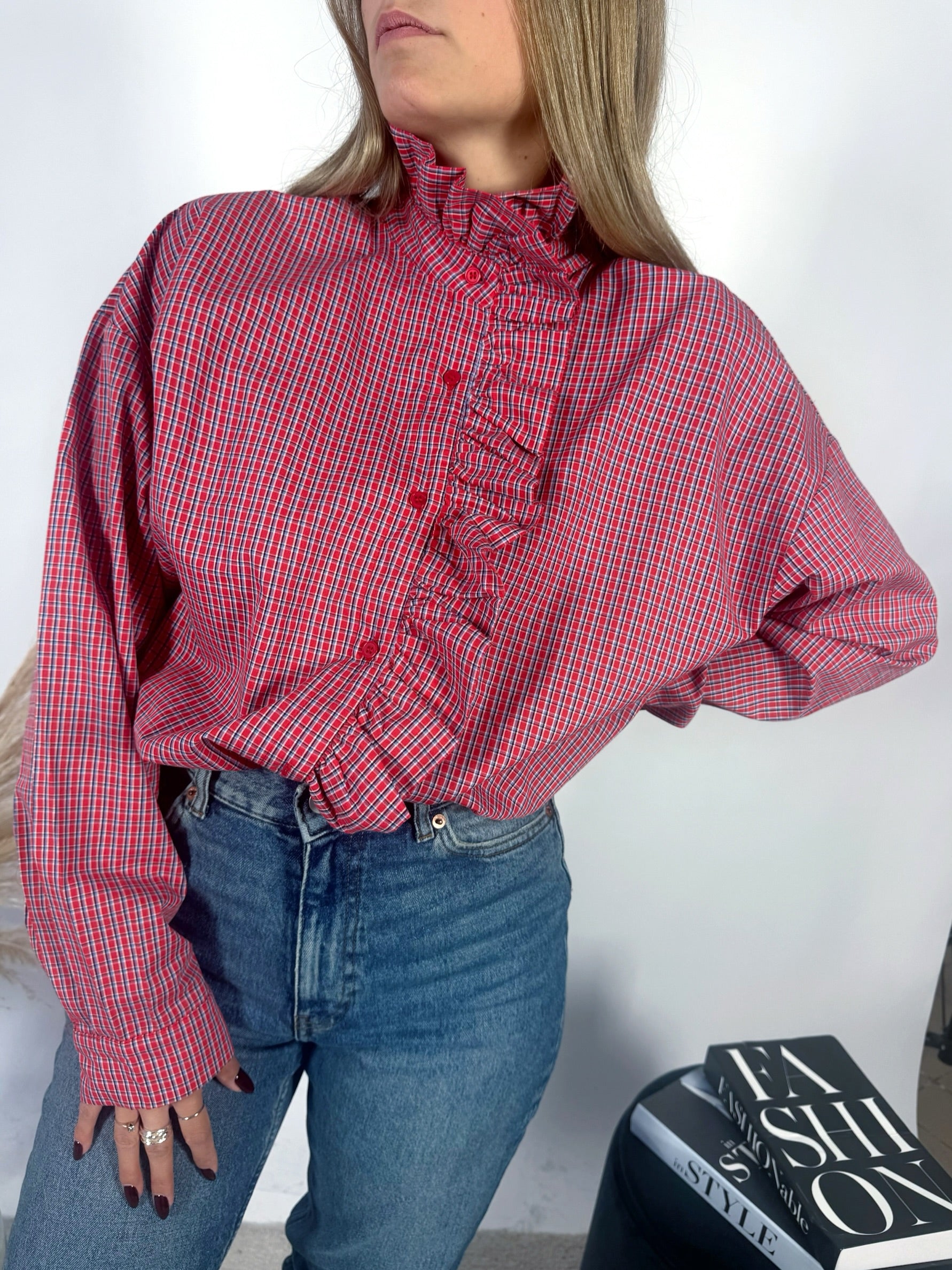 Camicia Ruches Tartan Rosso