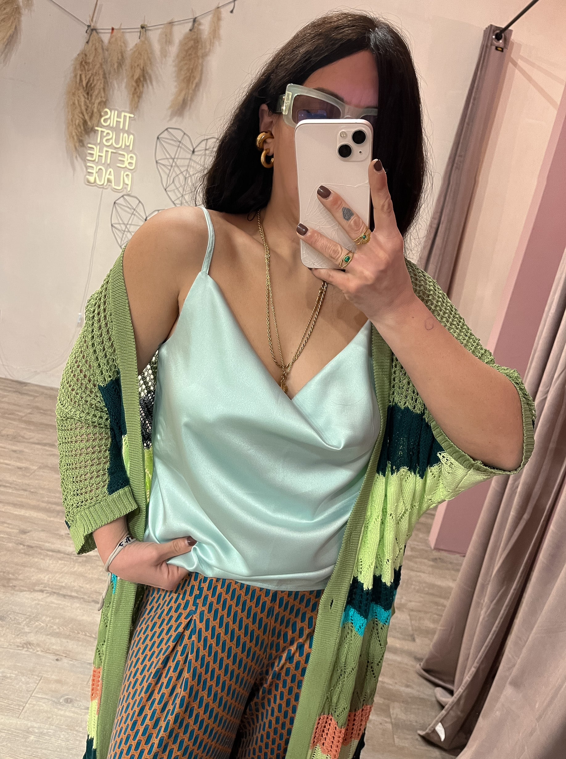 Canotta Satin Collo Anello +colori