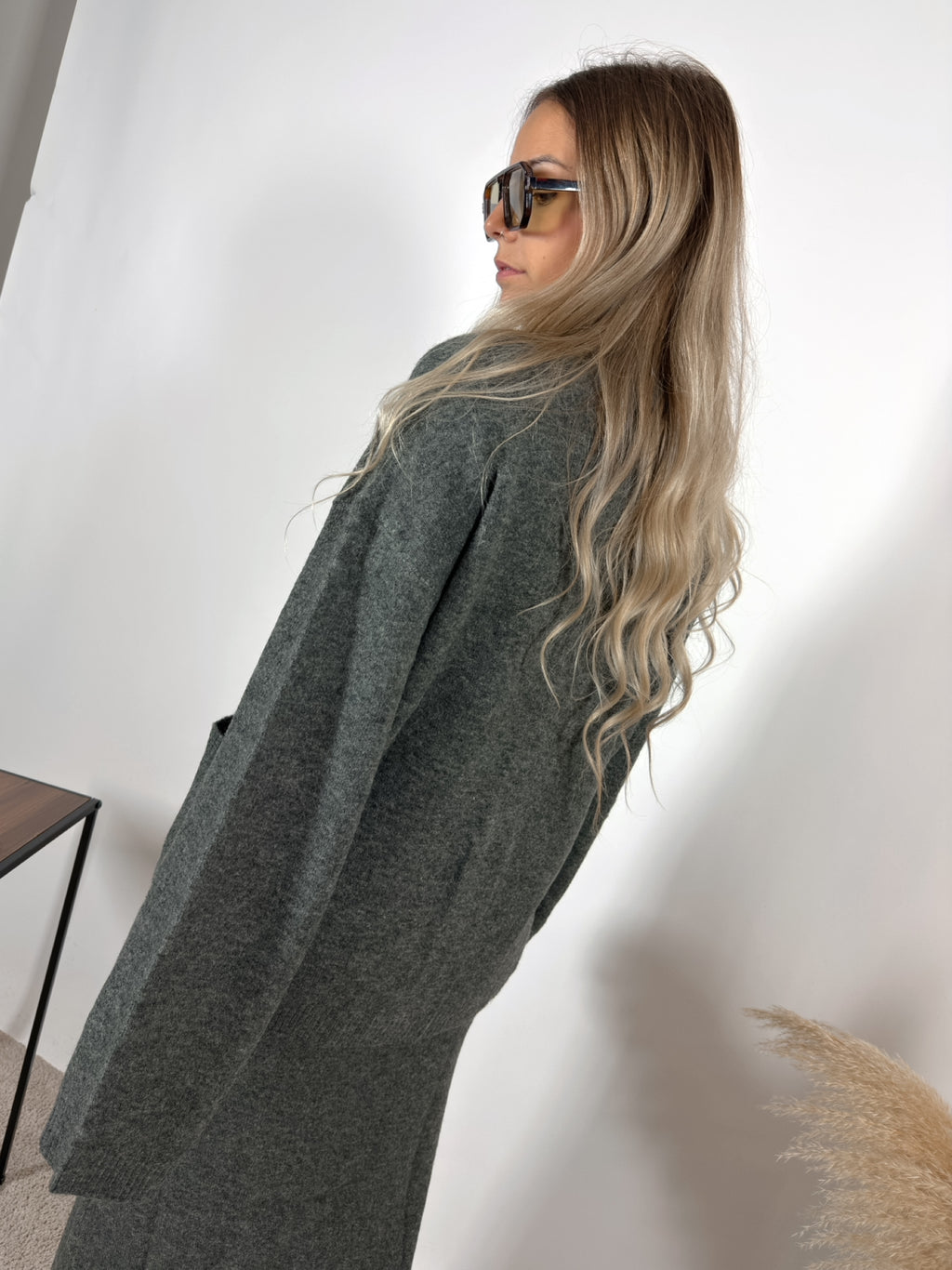 Cardigan Over Maglia Grigio Glamorous