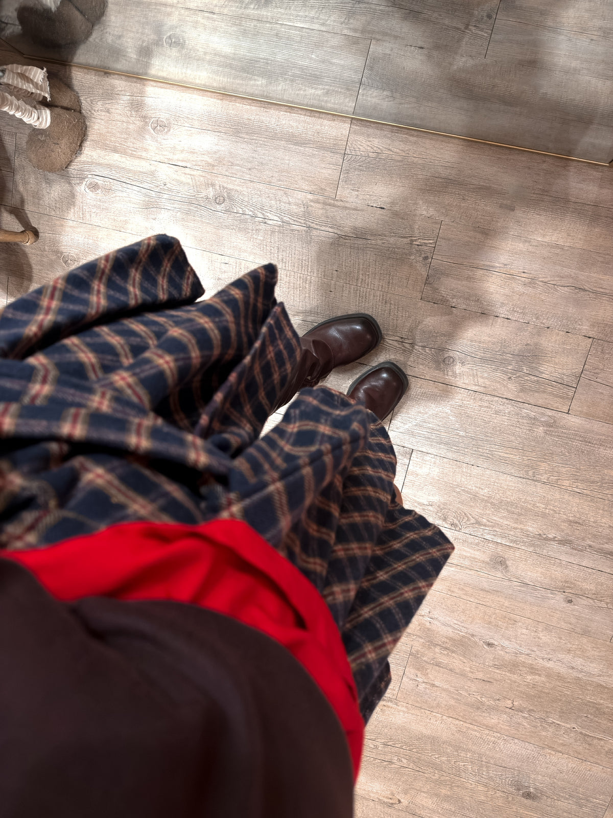 Gonna Nodo Camicia Check Blu/Rosso/Caffe