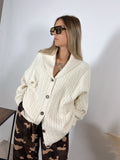 Maxi Cardigan Trecce Collo Sciallato Burro Glamorous