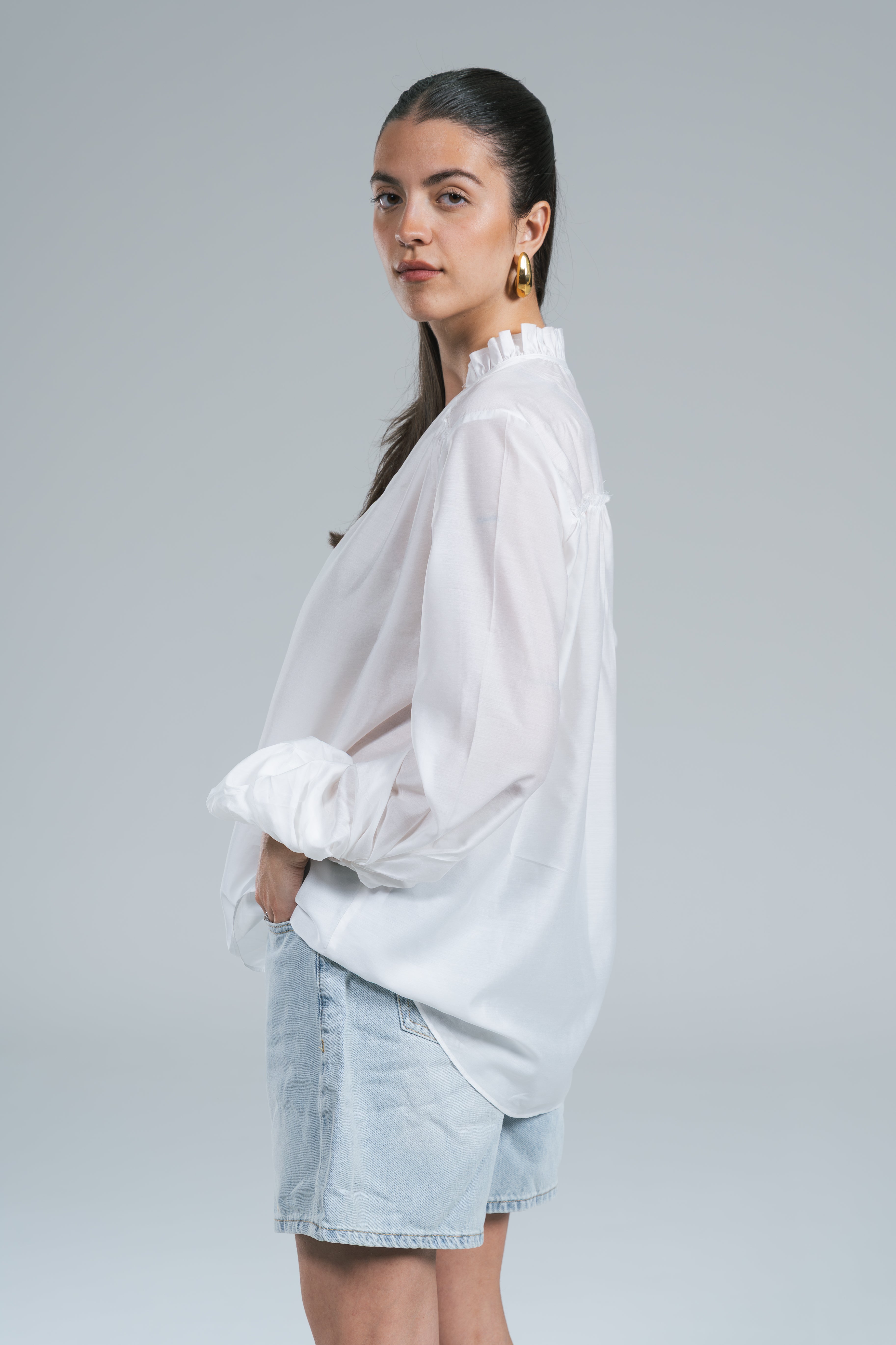 Maxi Camicia Waffle Bianco Glamorous