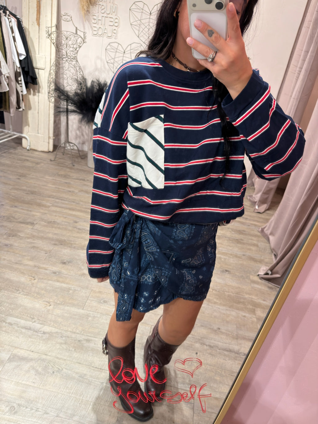 Felpa Stripes Righe Blu/Bianco