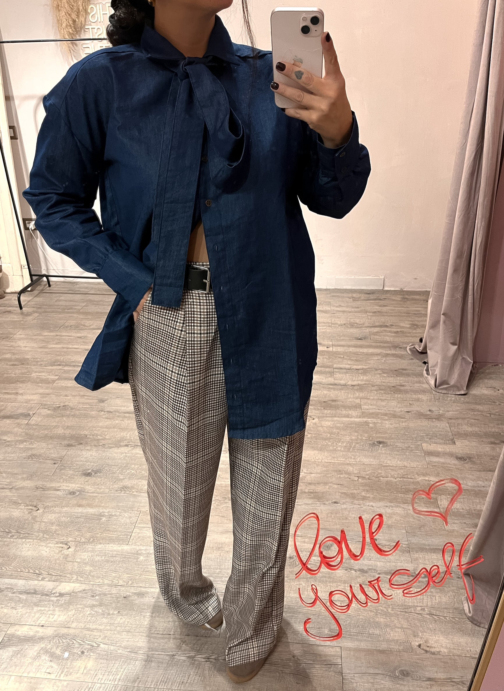 Pantalone Scacchi con Paillettes +Cinta Pelle