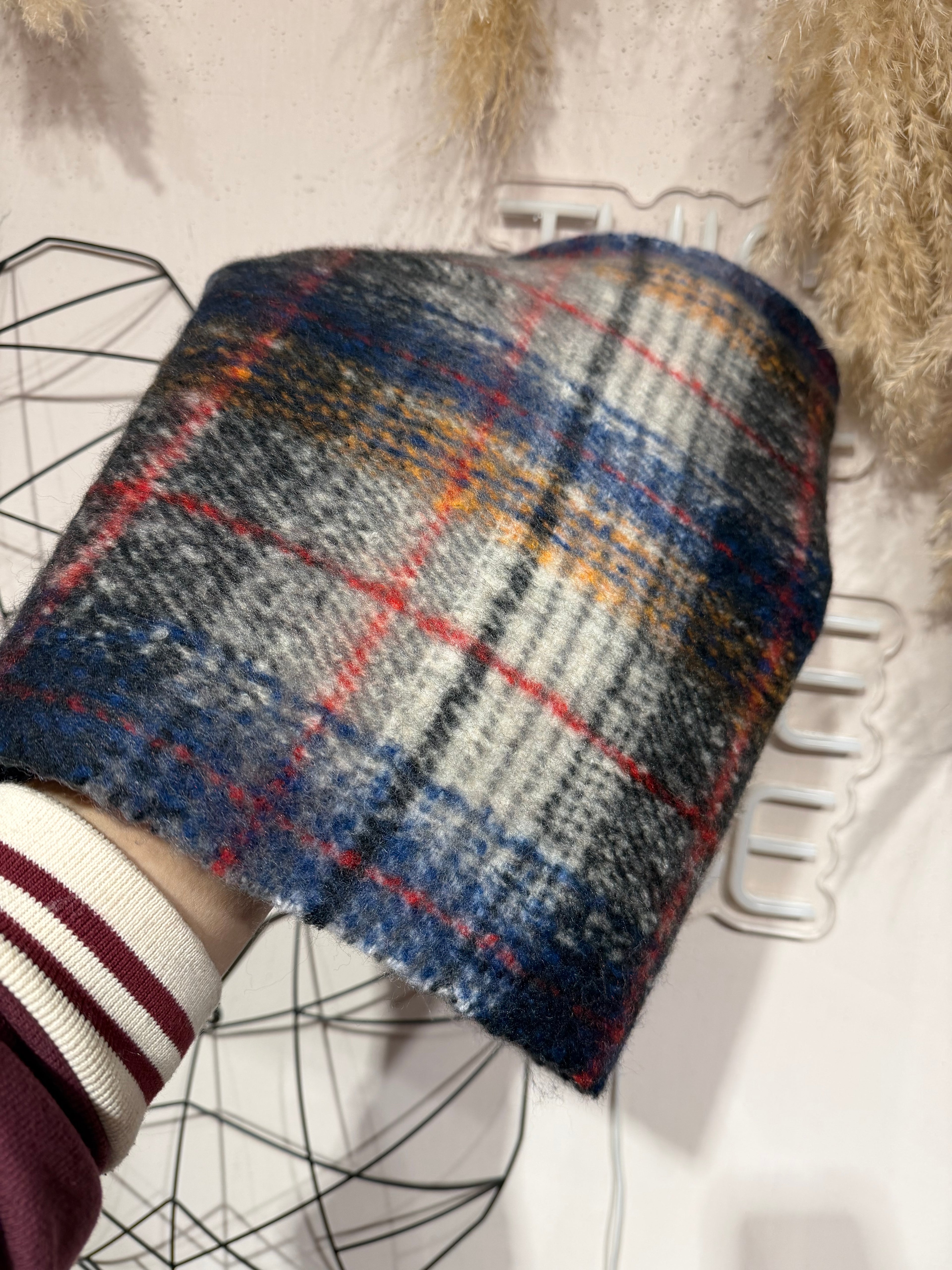 Maxi Sciarpa Frange Tartan