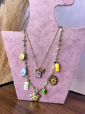 Mix Collana Charm Lilla/Perline e Pendenti