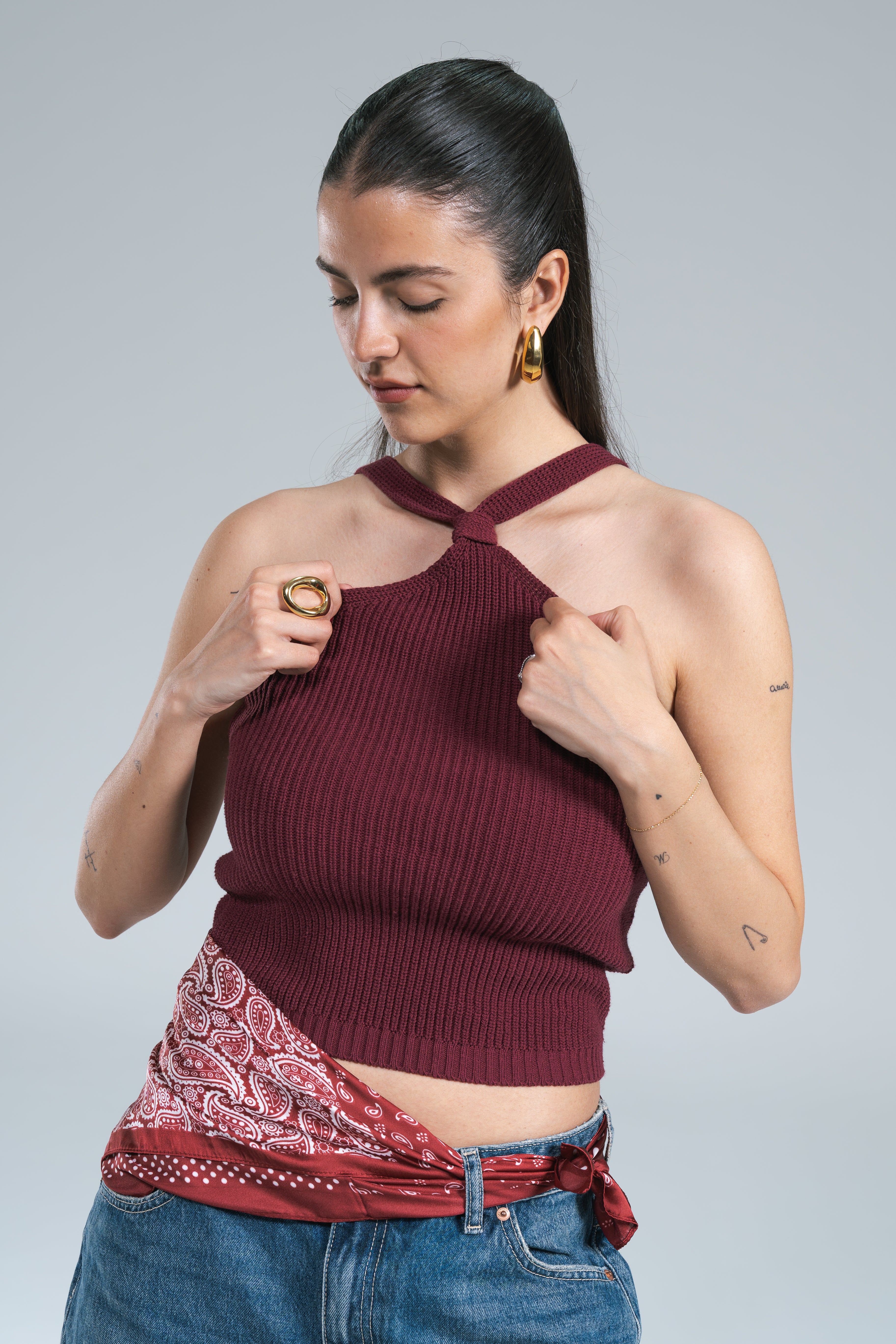 Top Scollo America in maglia Kontatto +colori