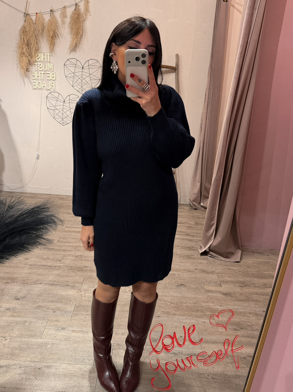 Abito Maglia Sbuffo Blu