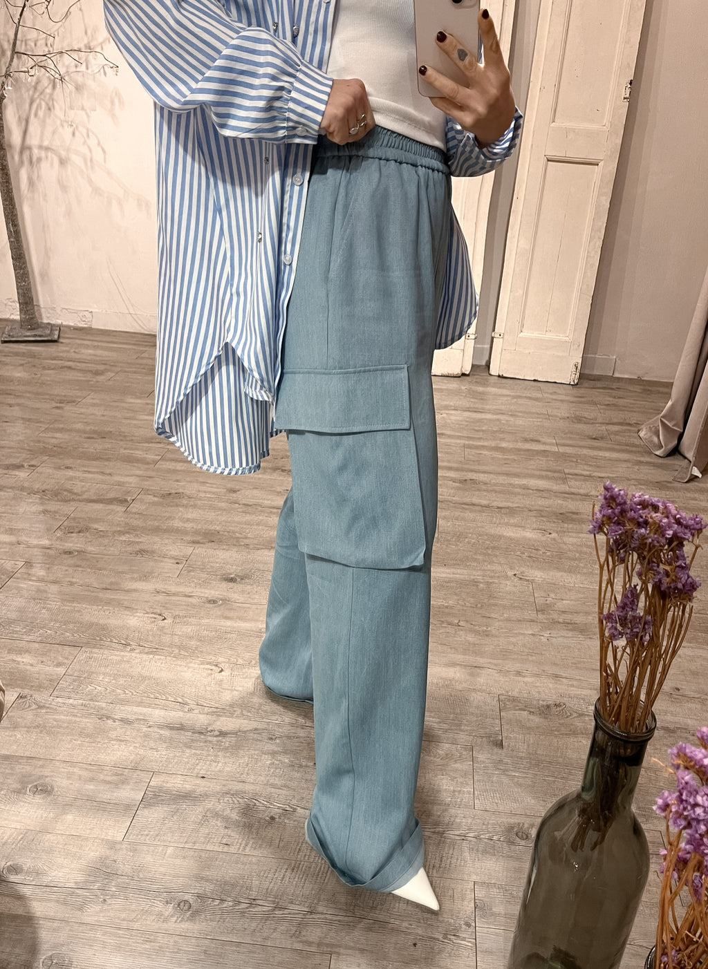Pantalone Cargo Denim Chambray Kontatto