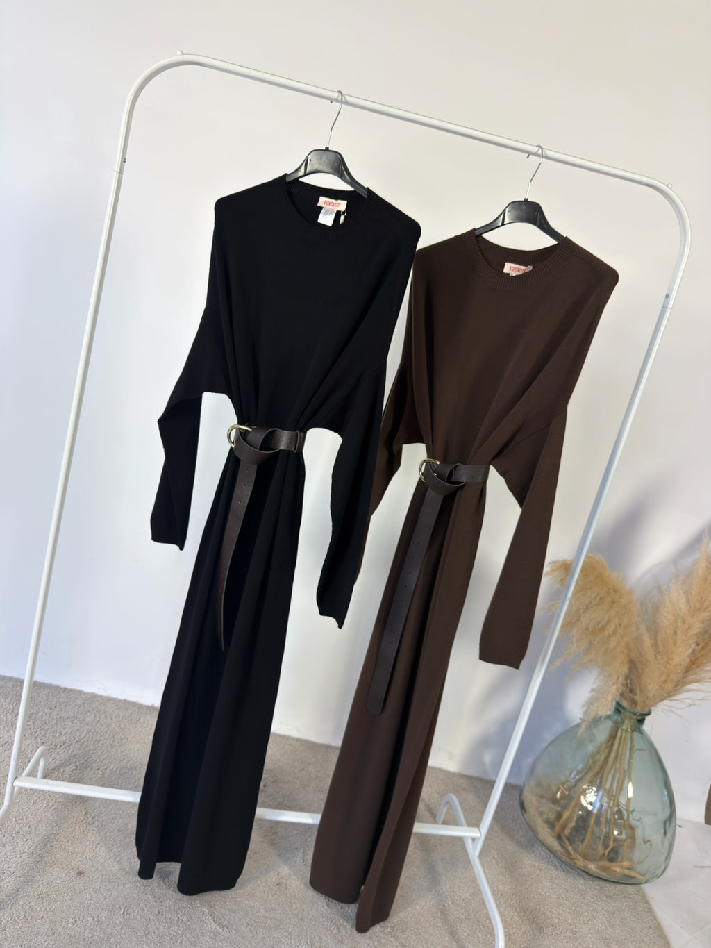 Maxi Abito Maglia Viscosa Ovetto Moka Kontatto