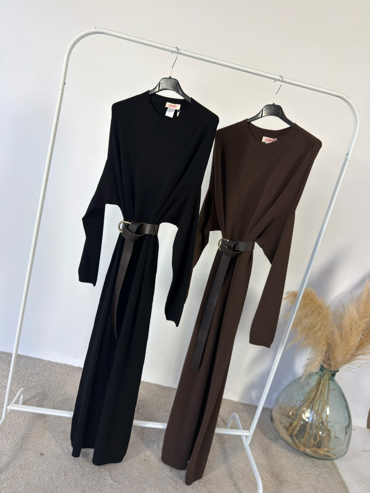Maxi Abito Maglia Viscosa Ovetto Moka Kontatto