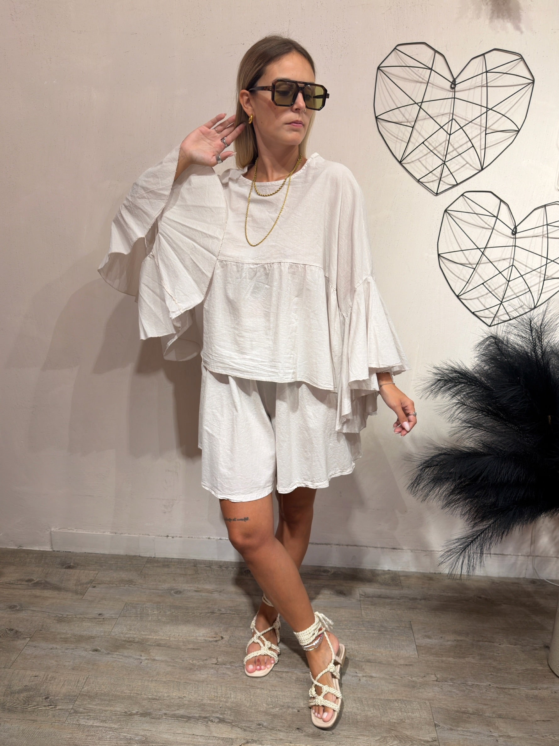 Set Short+Blusa Balza Gesso