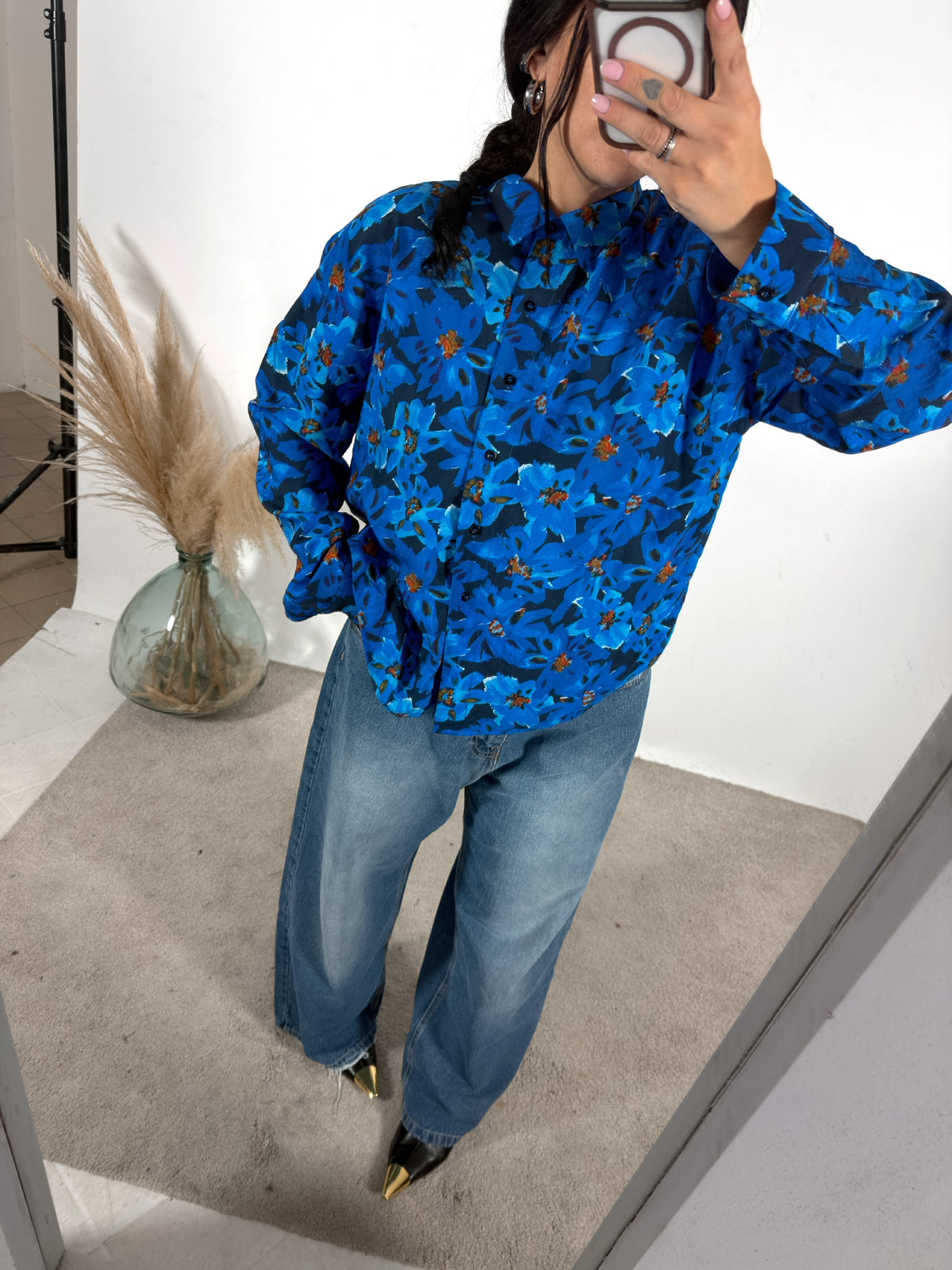 Camicia Fiori Blu/Nero Compania Fantastica