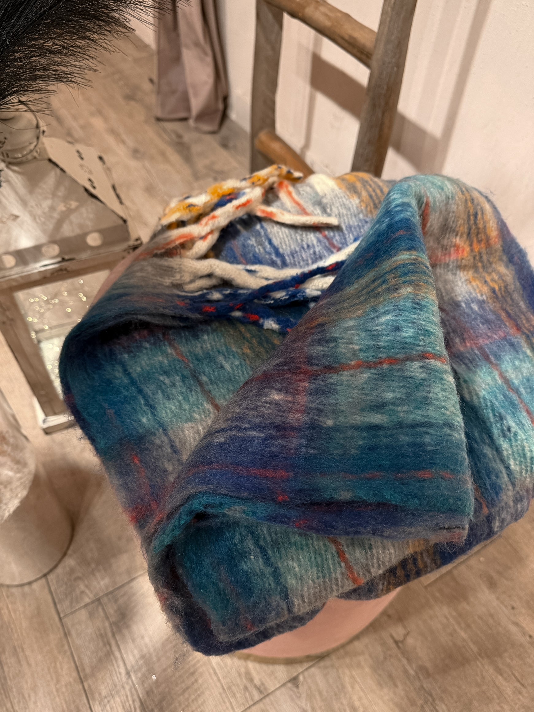 Maxi Sciarpa Frange Tartan