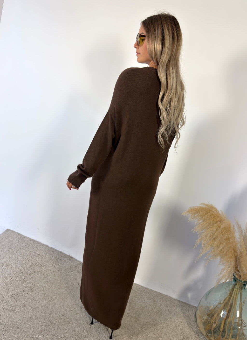 Maxi Abito Maglia Viscosa Ovetto Moka Kontatto