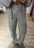 Pantalone Cargo Paillettes Argento