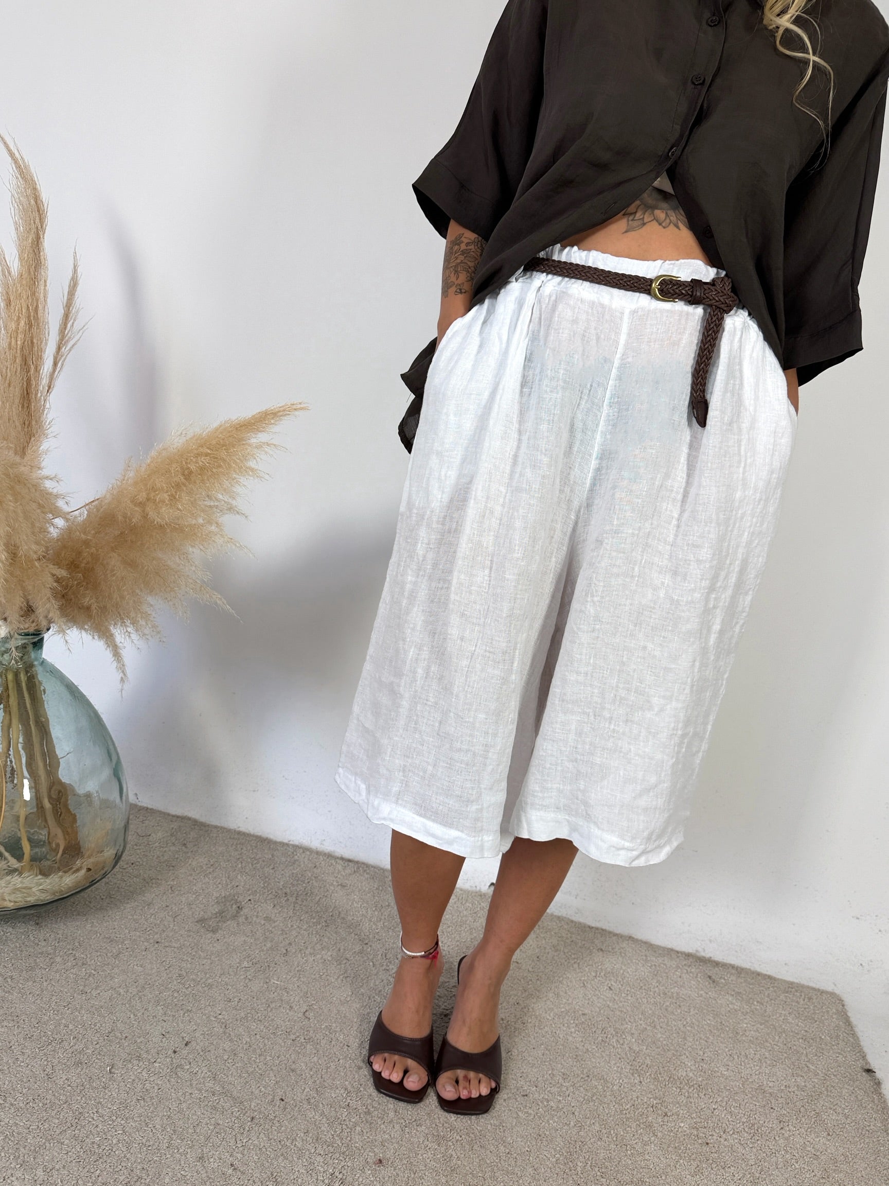 Maxi Bermuda Lino Bianco
