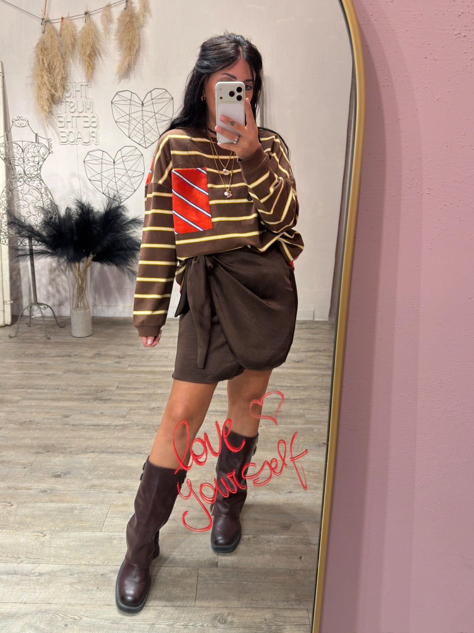 Felpa Stripes Righe Morrone/Arancio