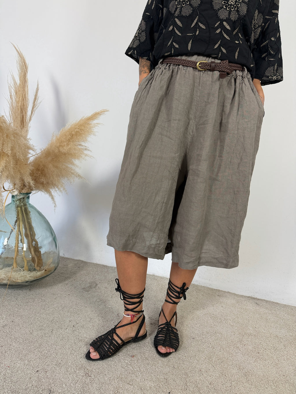 Maxi Bermuda Lino Taupe