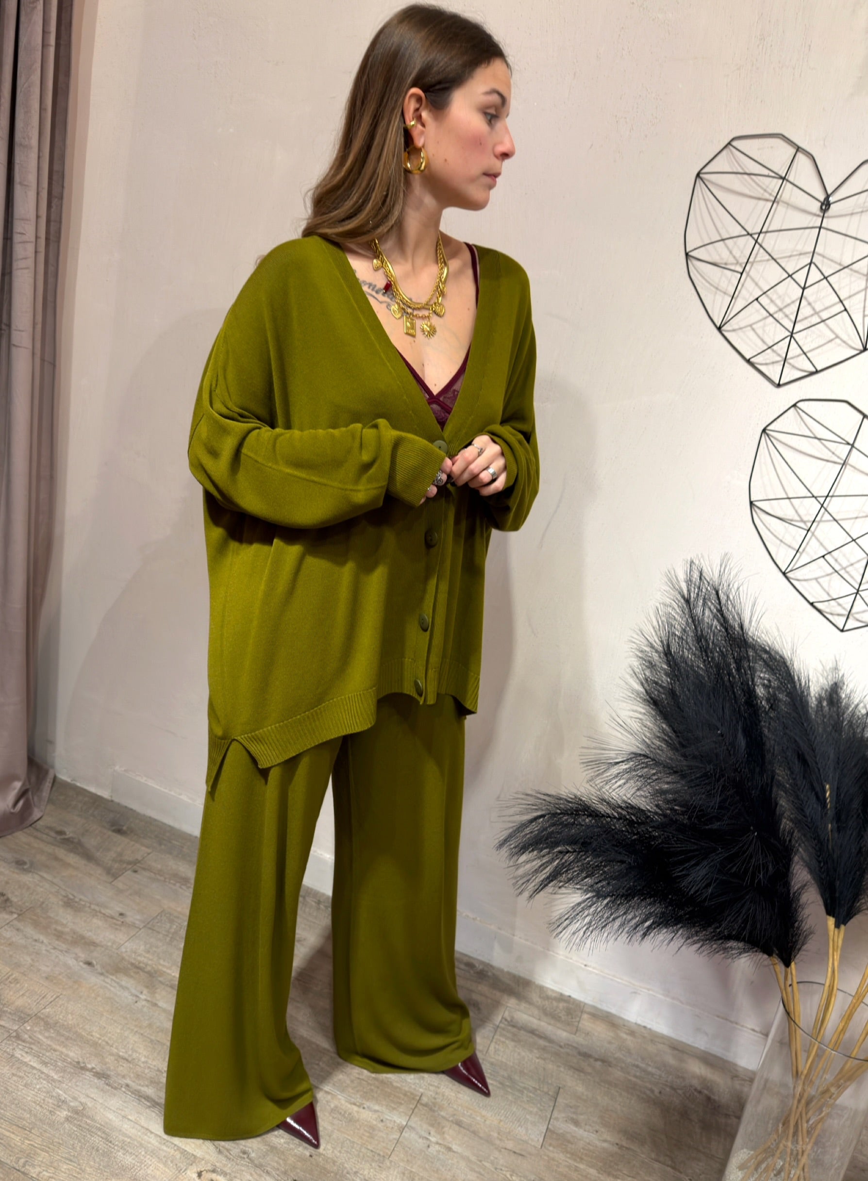 Maxi Cardigan Viscosa Kontatto Olio