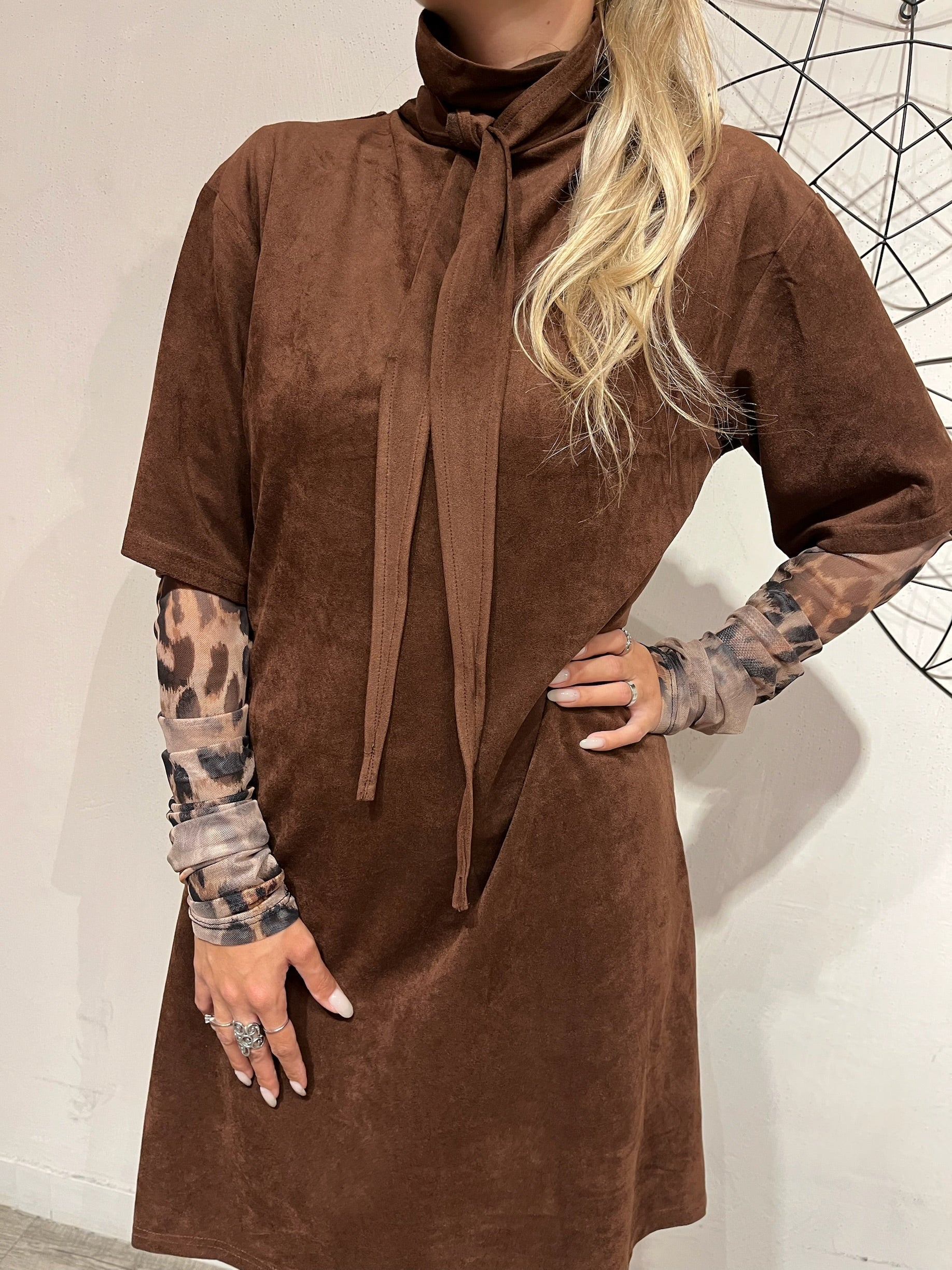 Abito Suede con Fiocco