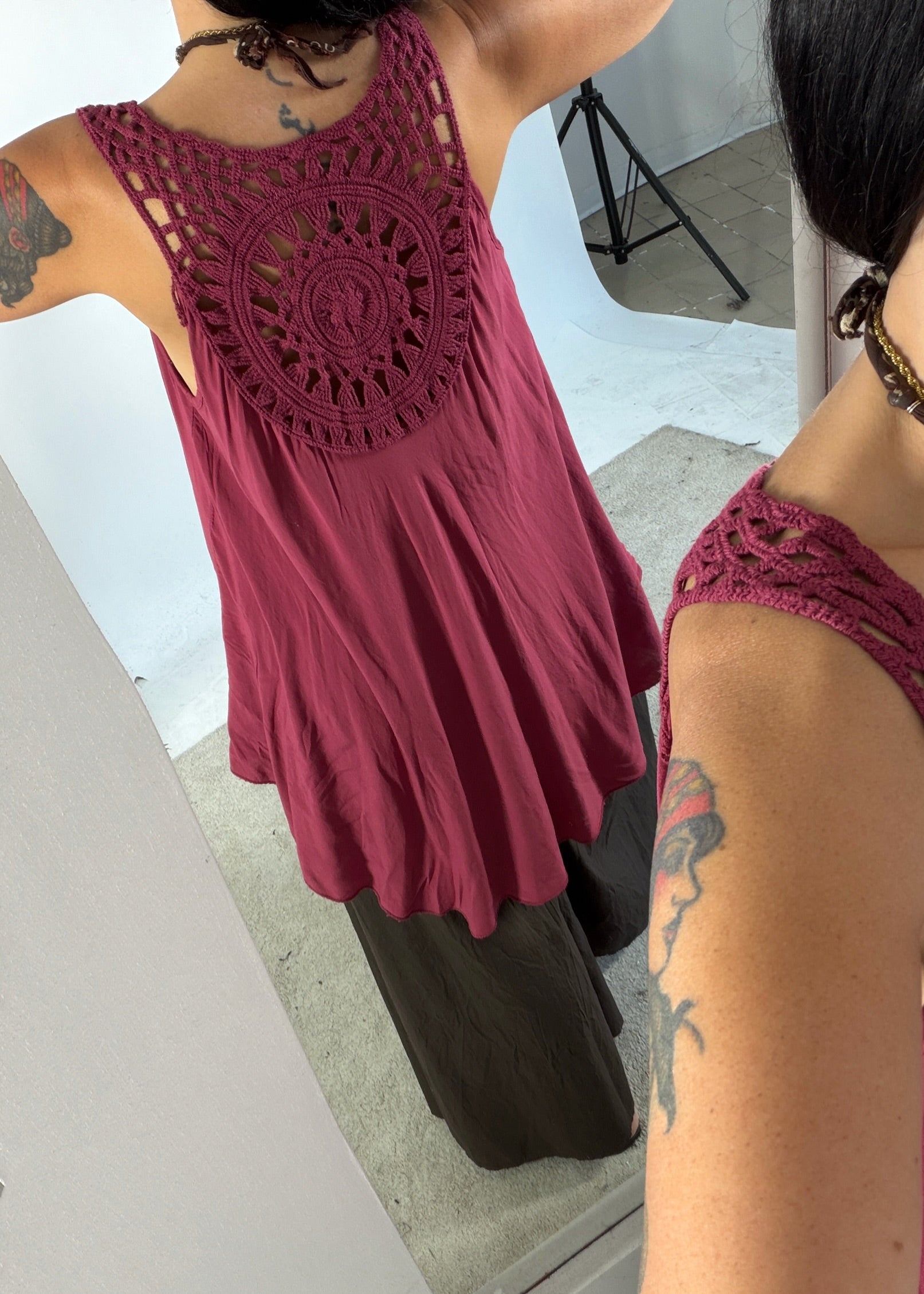 Maxi Canotta Viscosa Crochet Ribes