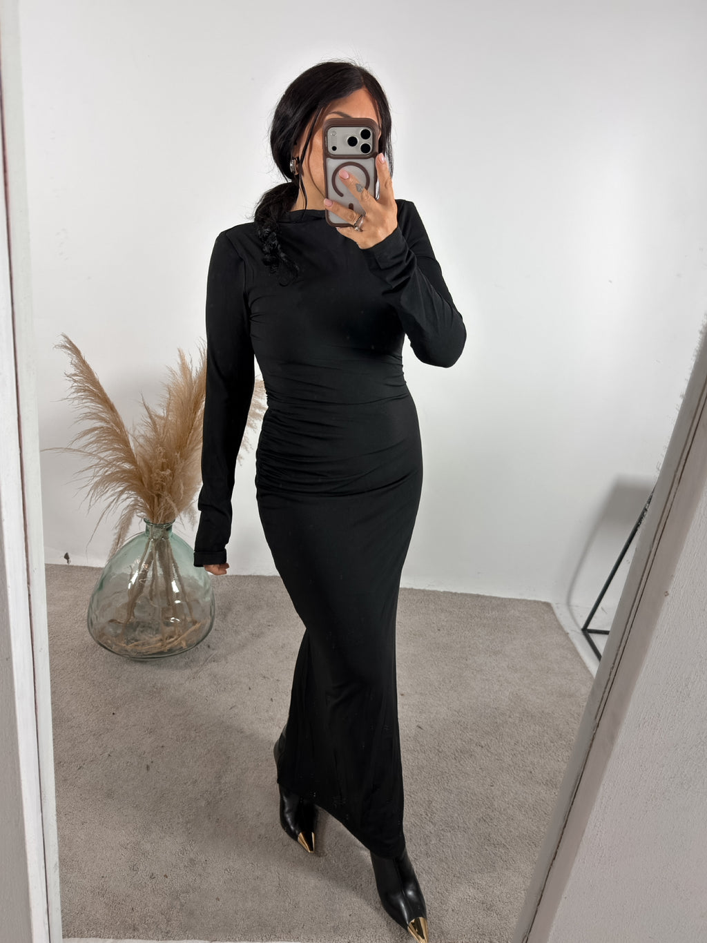 Abito Jersey Schiena Nuda Nero Glamorous