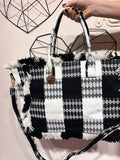 Maxi Borsa Tessuto Check +colori
