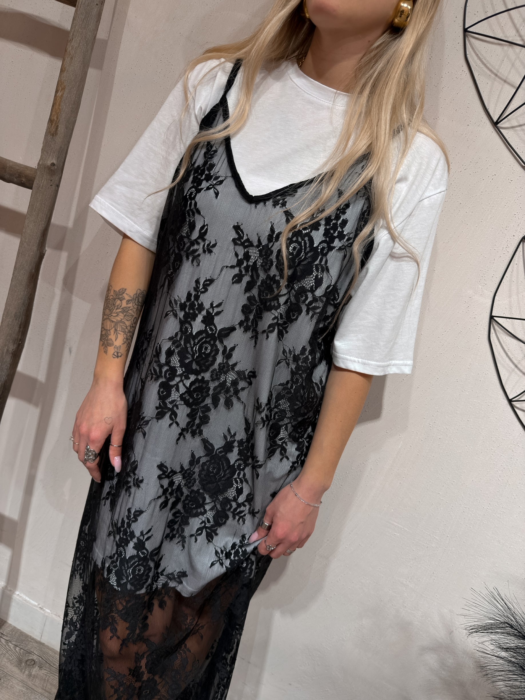 Abito Lungo Pizzo + Maxi T-Shirt Kostumn1 +Colori