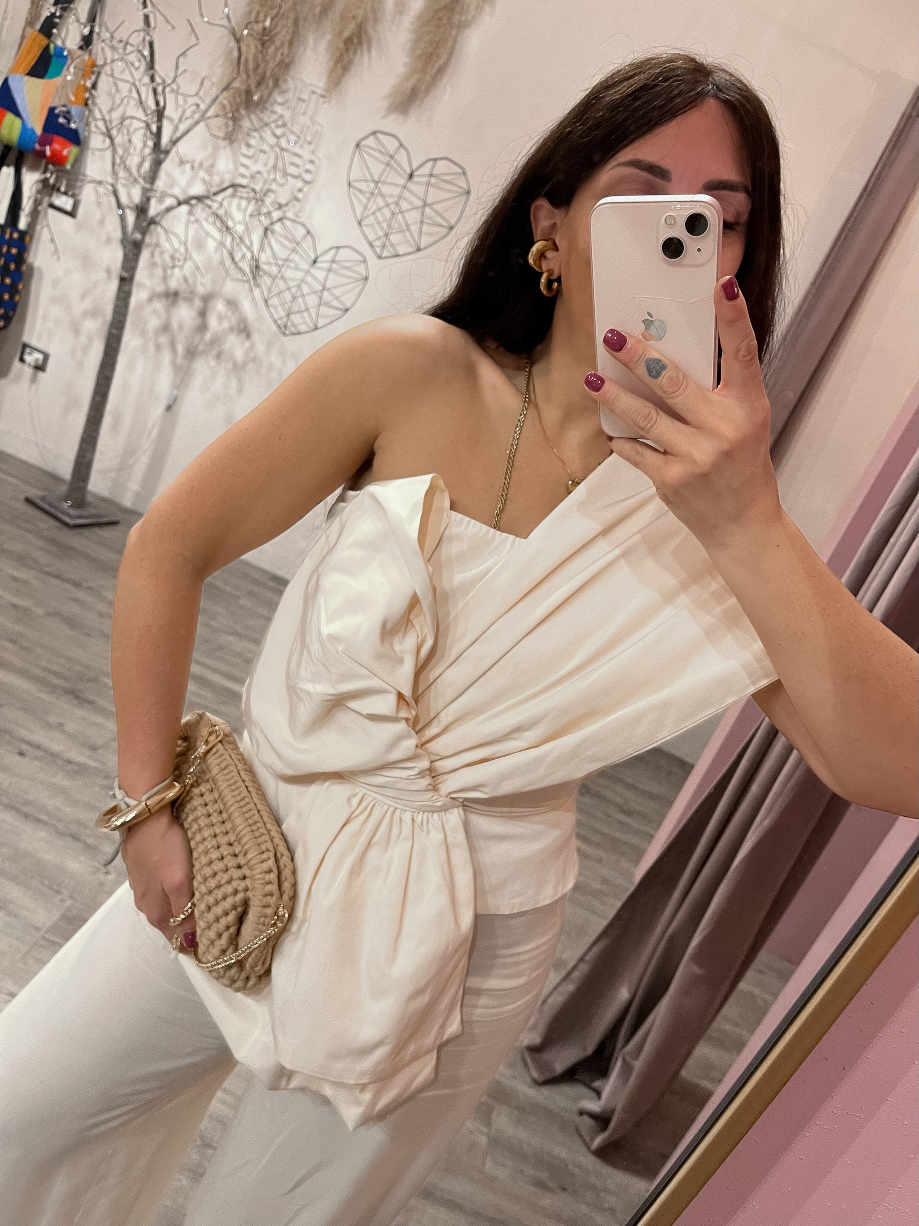 Top Maxi Fiocco Taffeta’ Burro