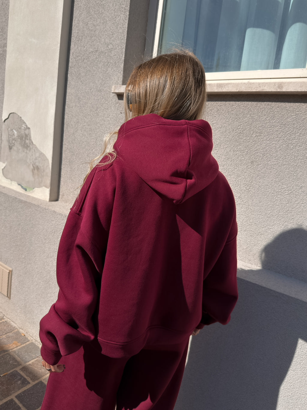 Felpa Zip Sporty Borgogna Kostumn1