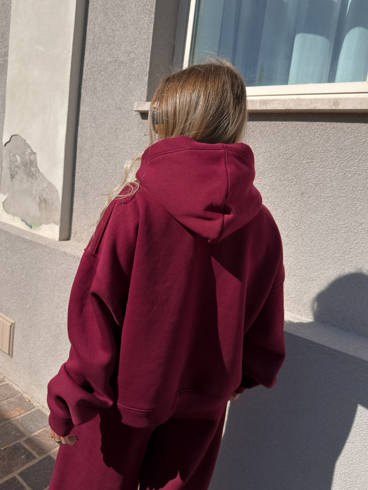 Felpa Zip Sporty Borgogna Kostumn1