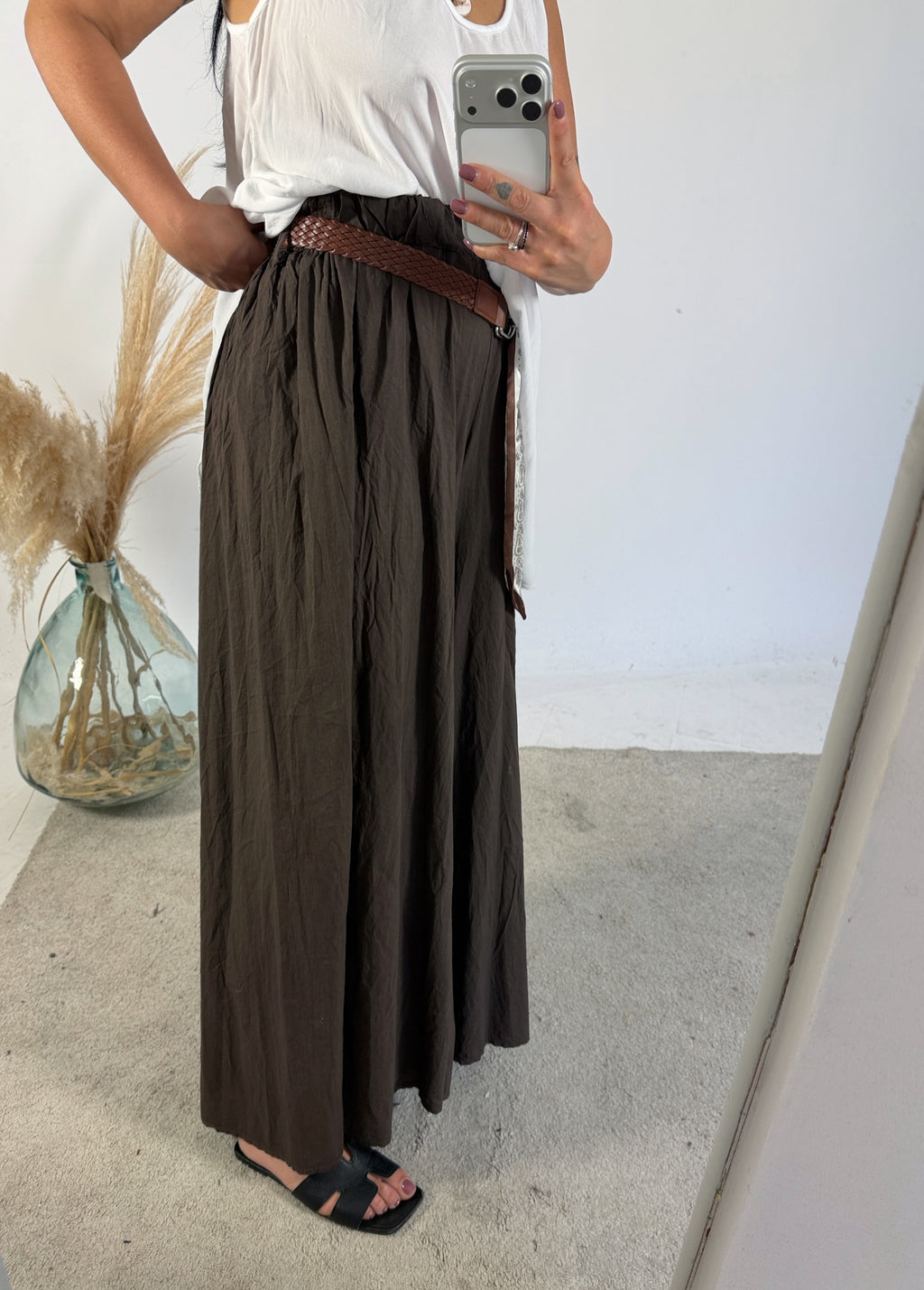 Pantalone Palazzo Mussola Moro Cinta Foulard