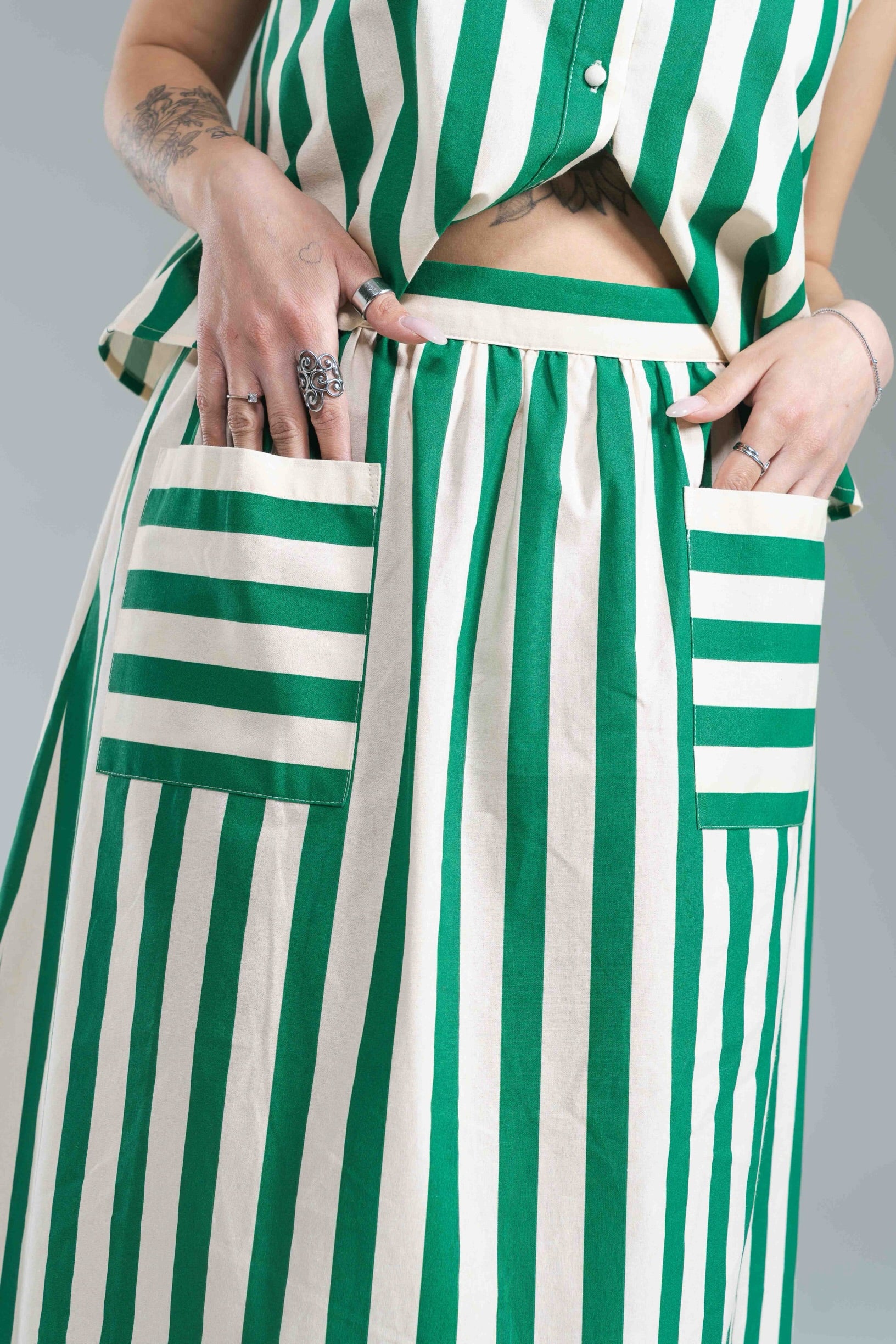Gonna Riga Verde Cotton Compania Fantastica