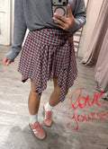 Gonna Nodo Camicia Check Grigio/Rosso/Blu