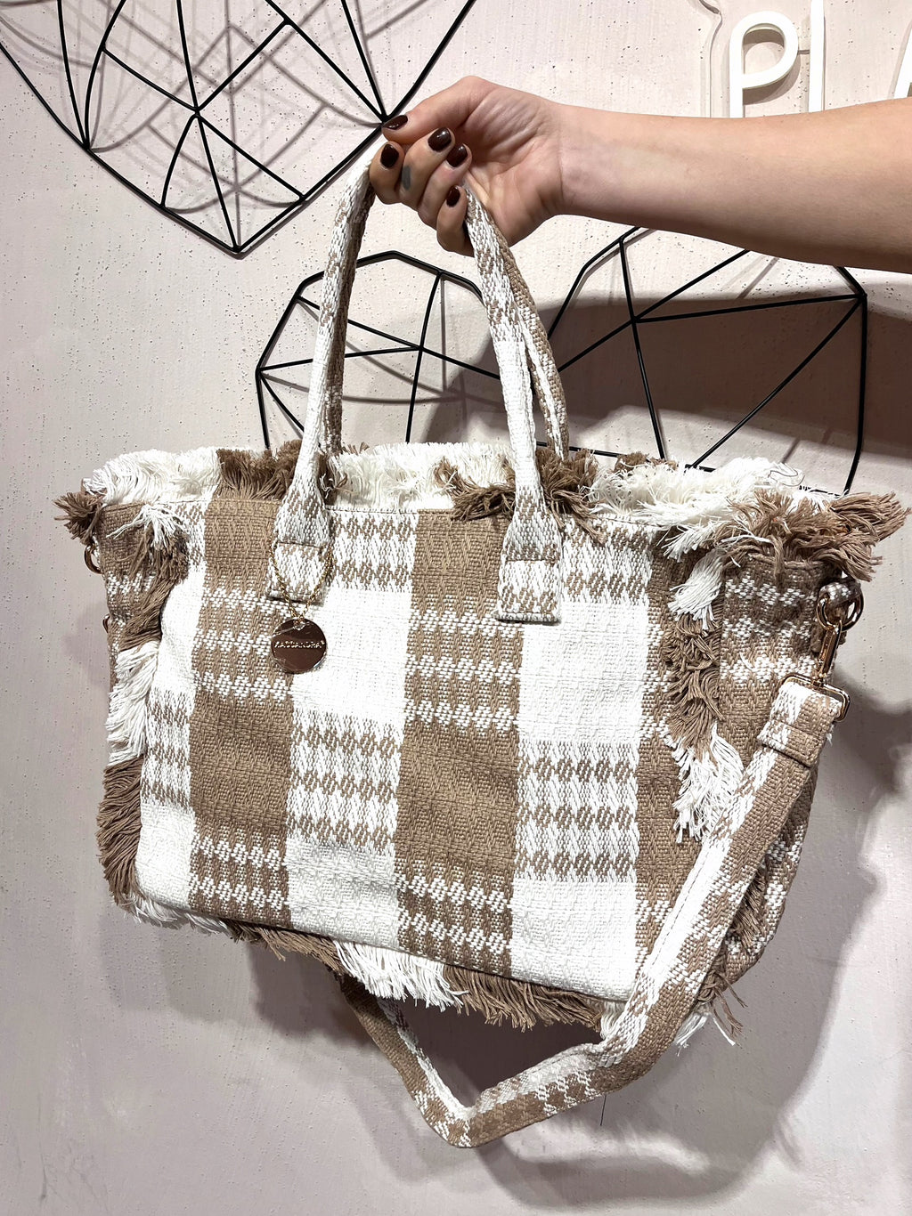Maxi Borsa Tessuto Check +colori