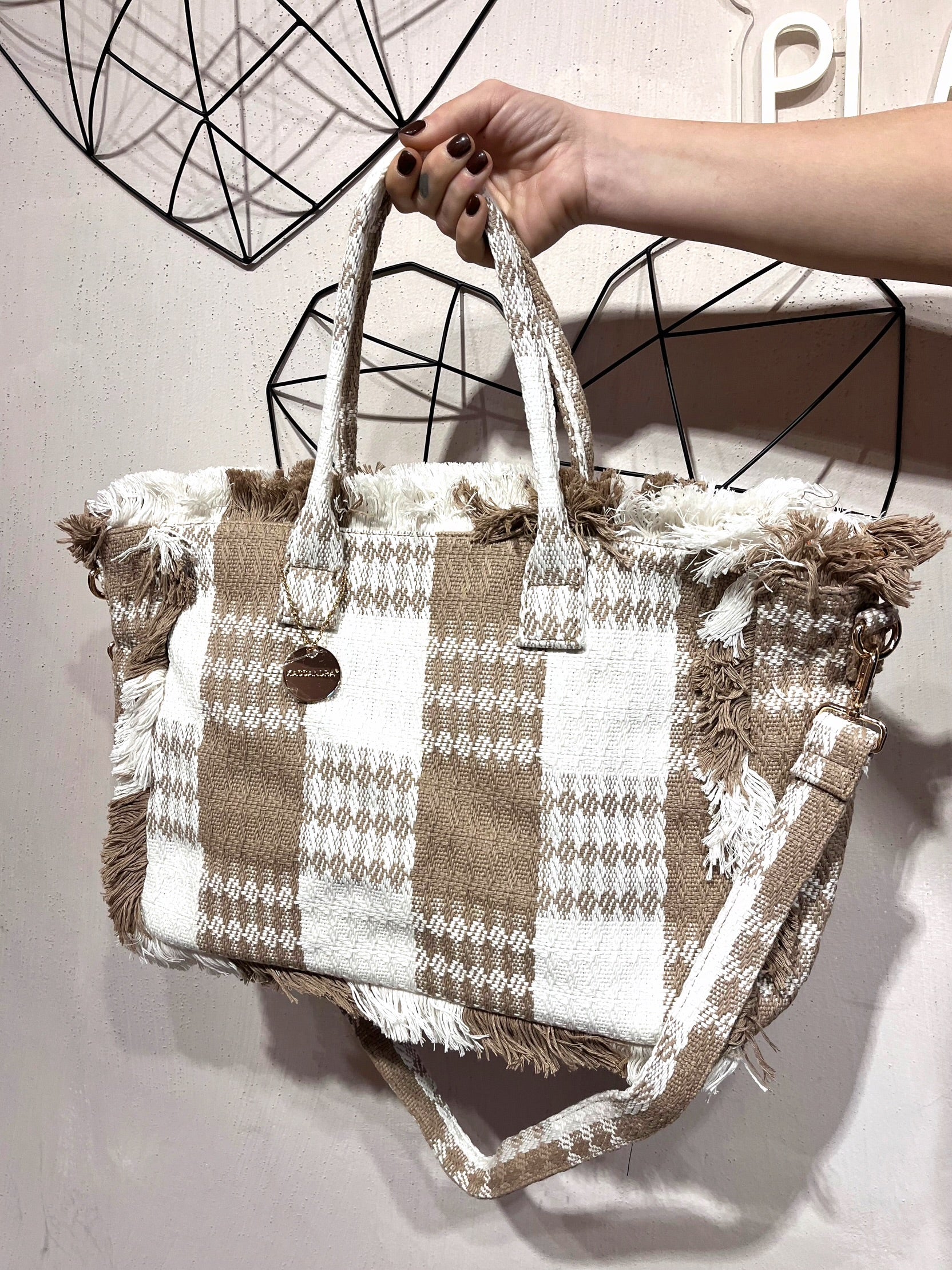 Maxi Borsa Tessuto Check +colori