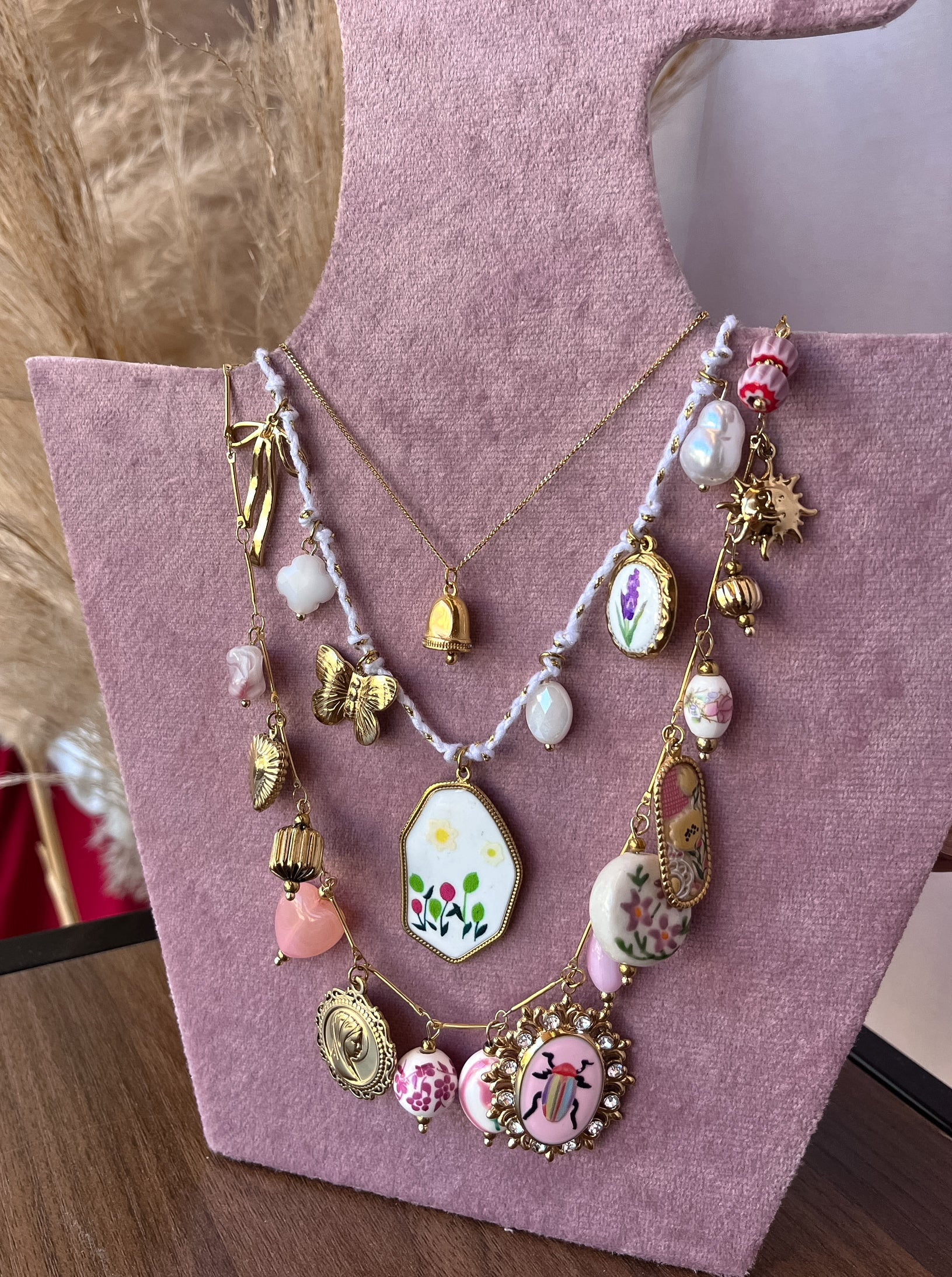 Mix Collana Charm Scarabeo/Cordino Bianco