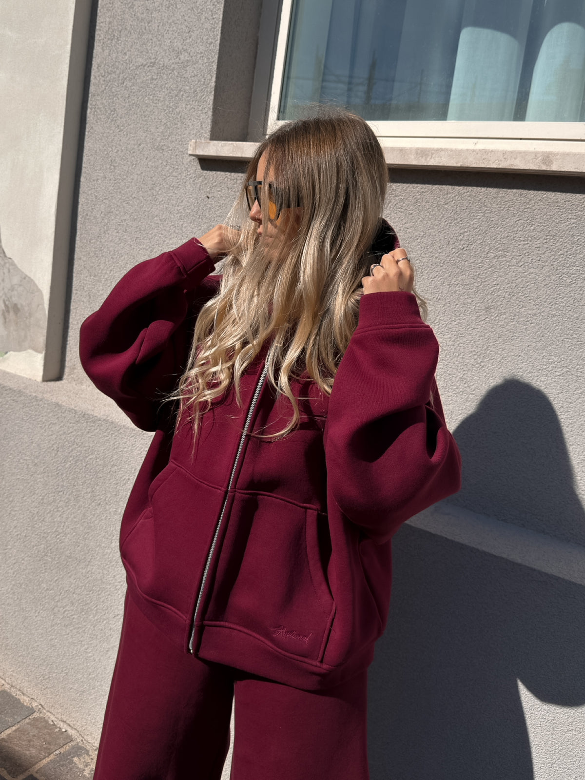 Felpa Zip Sporty Borgogna Kostumn1