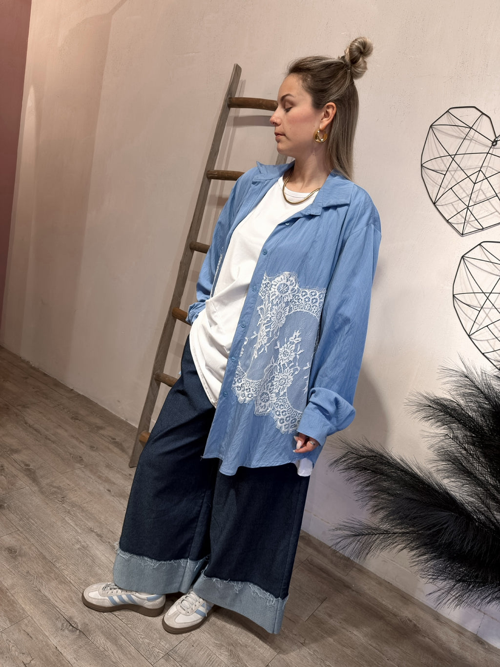 Maxi Camicia Yara Viscosa e Pizzo