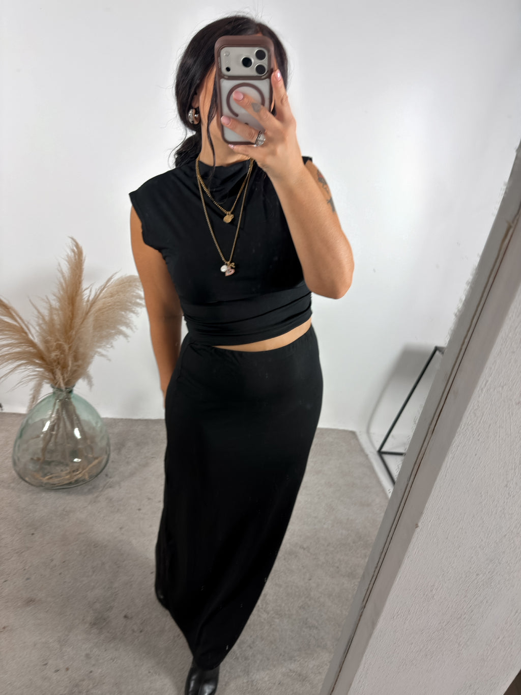 Set Jersey Top+Gonna Nero Glamorous