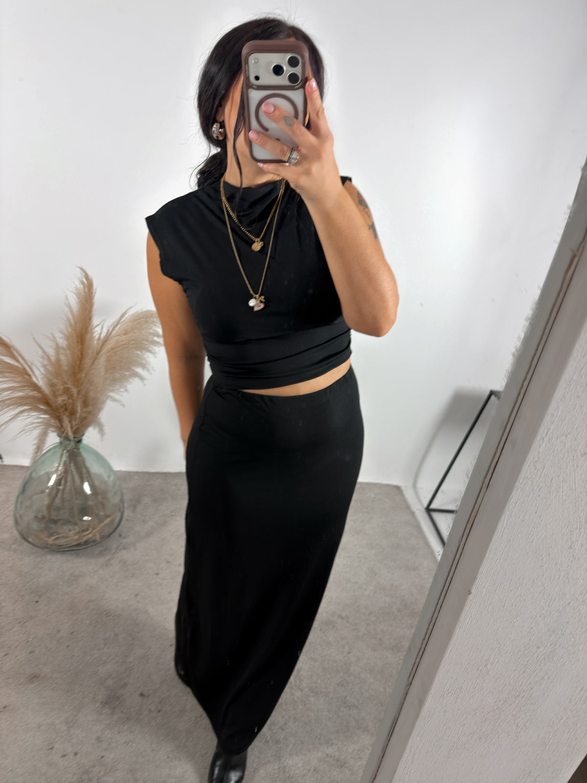 Set Jersey Top+Gonna Nero Glamorous