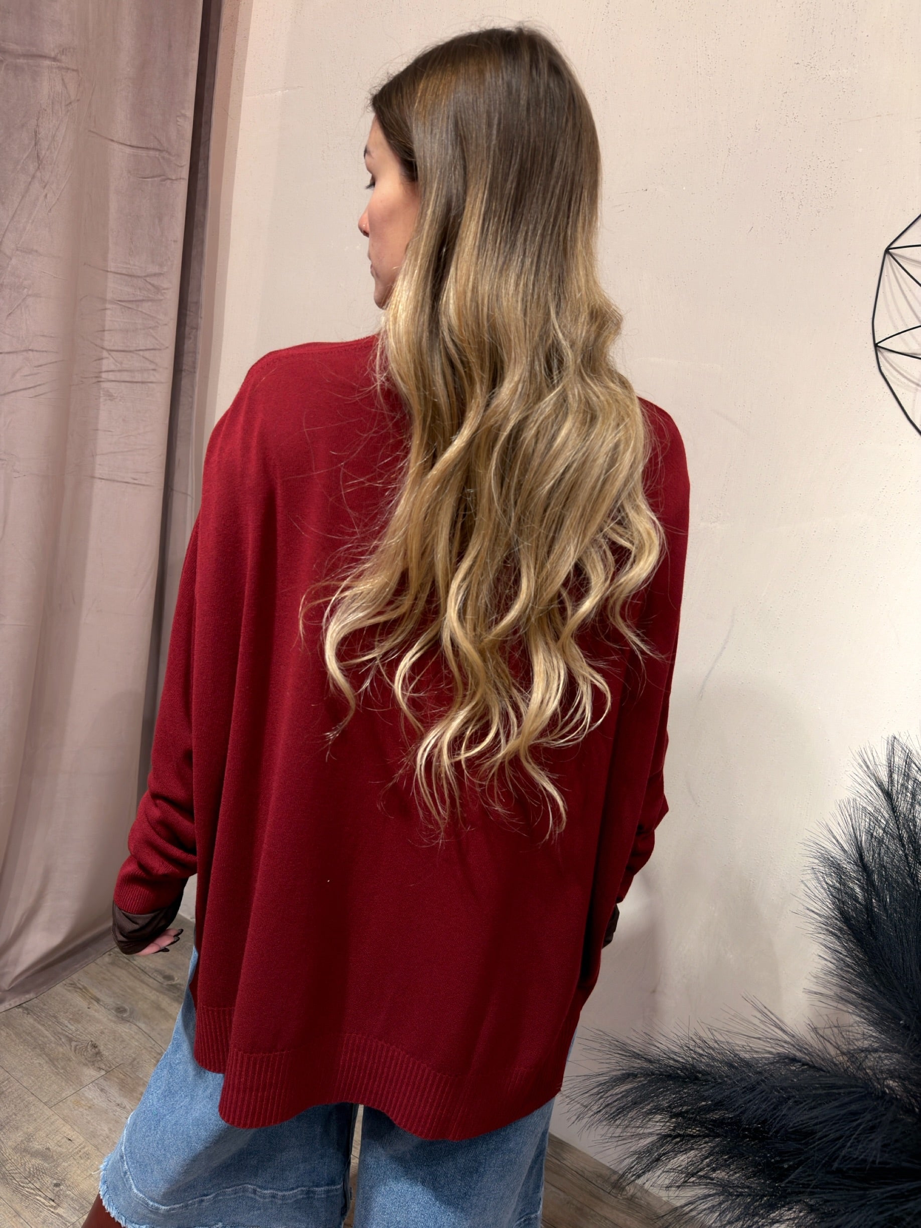 Maxi Cardigan Viscosa Kontatto Vino