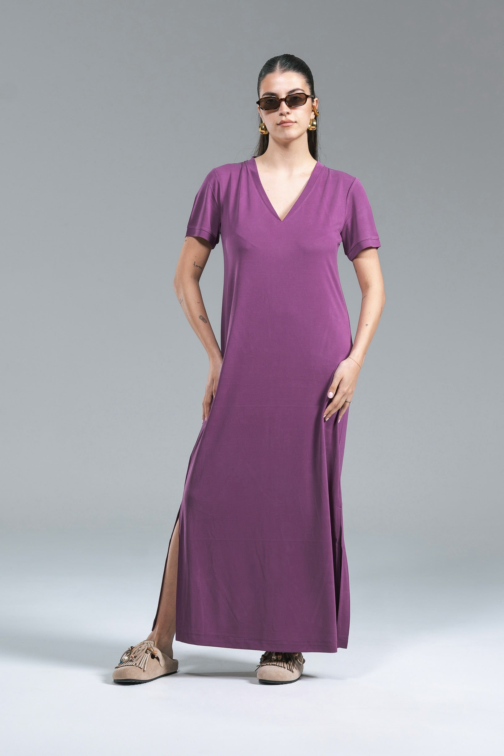 Maxi Abito Lyocell Fluido Surkana Ciclamino