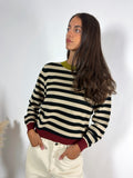 Pull Righe Multicolore Sabbia/Nero/Bruciato Surkana