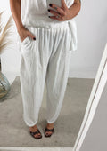 Pantalone Ovetto Lino Garza Bianco